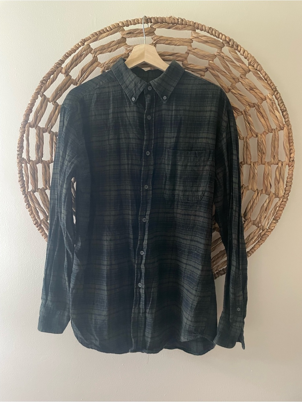 Croft & Barrow Men's Dark Green Plaid Button-Down Shirt